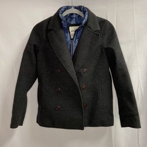 Abercrombie Kids 2-In-1 Camo Lined Pea Coat Gray Blue Size 11/12